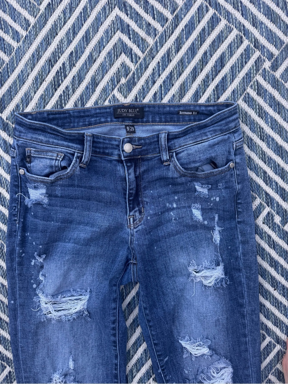 Judy Blue Distressed Dark Blue  Jeans size 9 - Picture 2 of 5